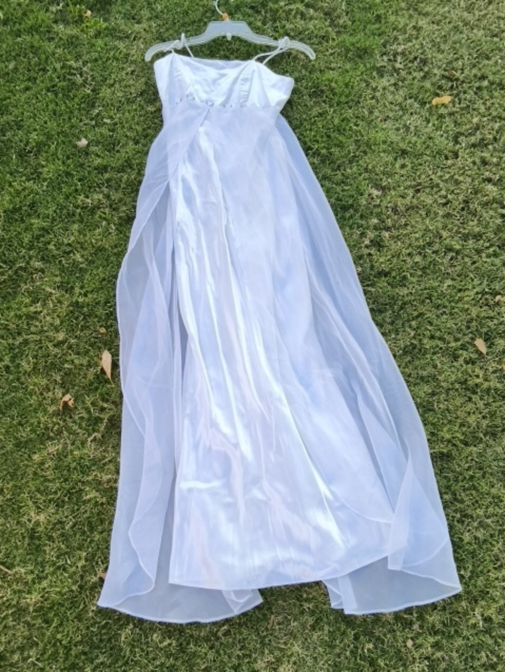 Fiesta White Maxi Evening Gown with Sheer Overlay